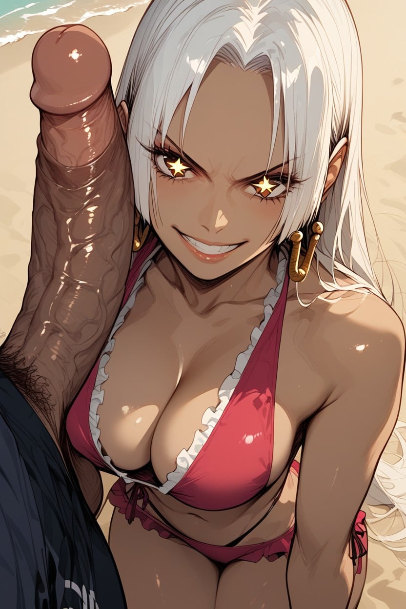 Two Cock, White Hair, Grabbing Cock Hentai AI Porn