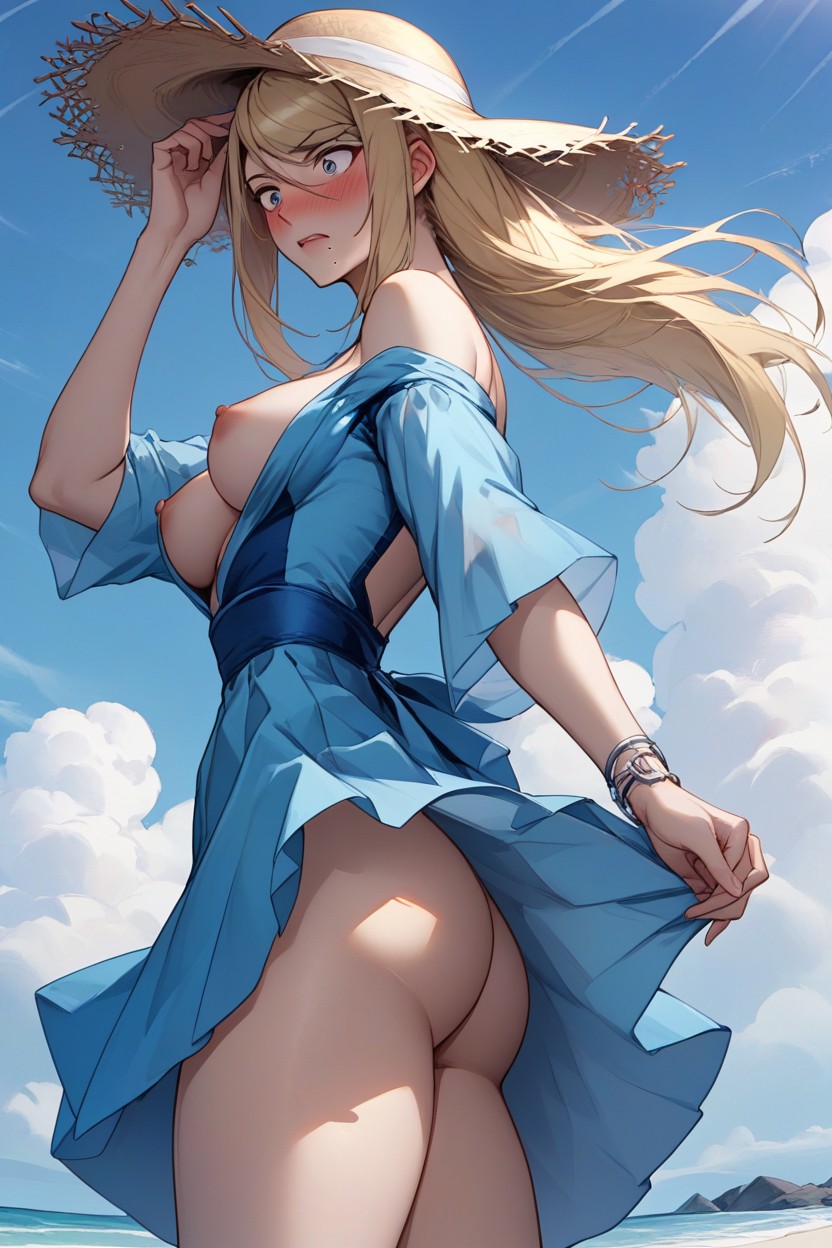 Beach, Embarrassed , 25+ Hentai AI Porn