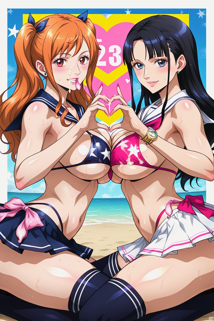 Sailor Suit, Colorful Background, Perfect Body Hentai AI Porn