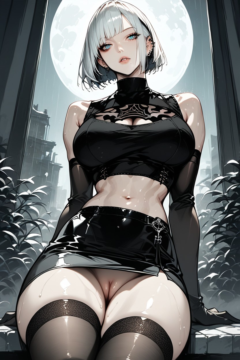 Exposed Midriff, Sitting, No Underwear Hentai AI Porn