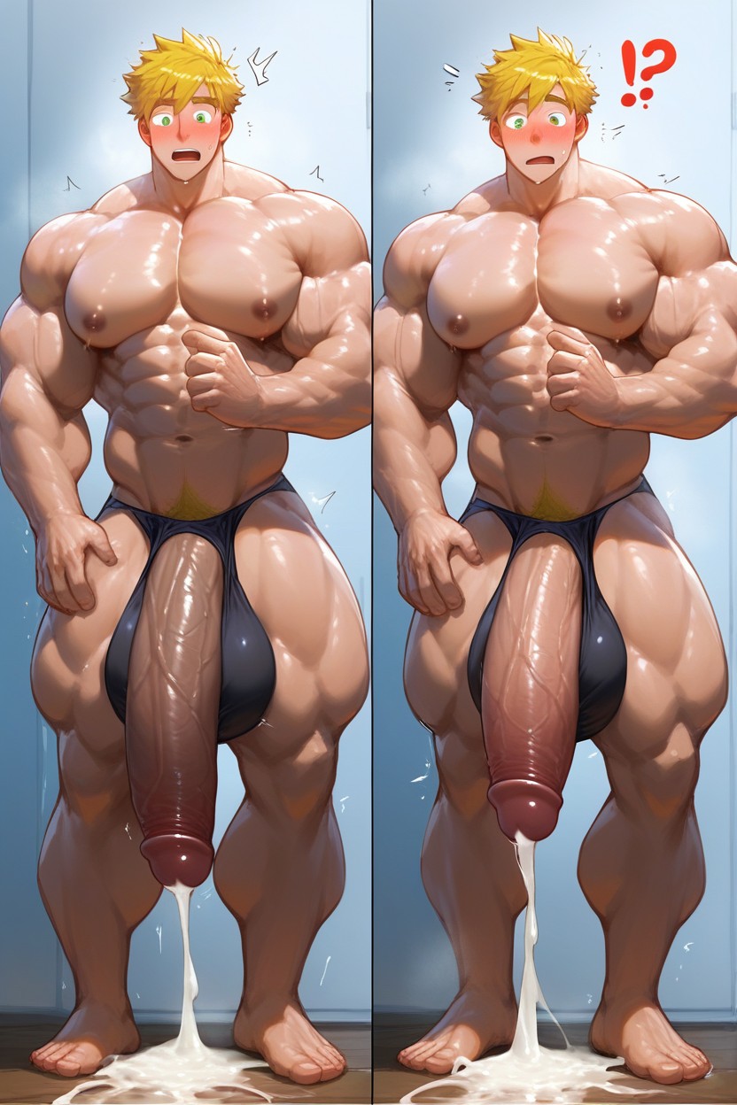 Naked, Biceps Getting Bigger, Hyper Cock AI Gay Porn