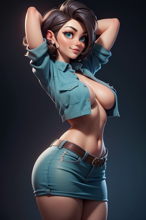 Arms Up, Naked, Open Clothes Hentai AI Porn