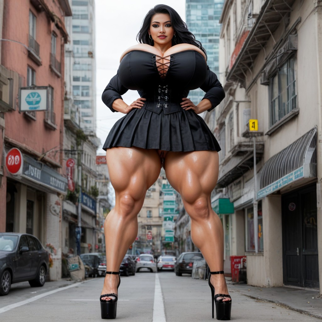 Hyper Long Hair, Giant Sexy Stripper High Heels, Hair Down Below Knees AI Porn