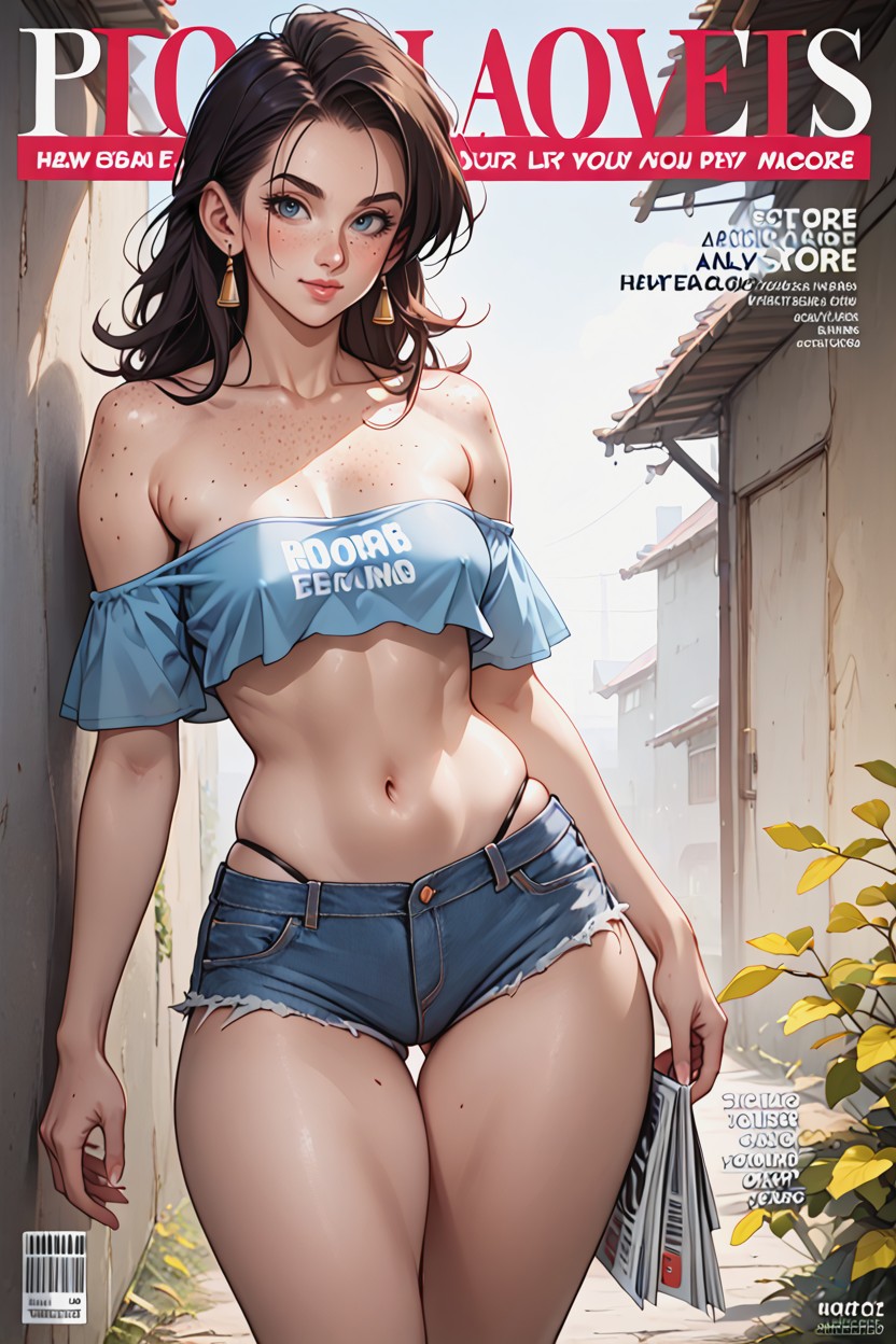 Light Blue Crop Top, Bubble Butt, Android Hair AI Porn