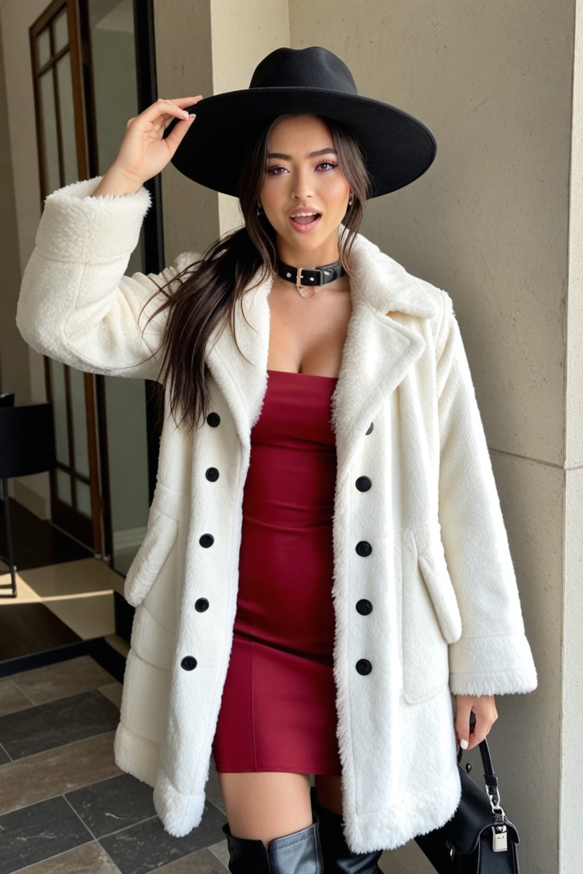 Shocked, Grabbing The Hat, Strappless Dress AI Porn