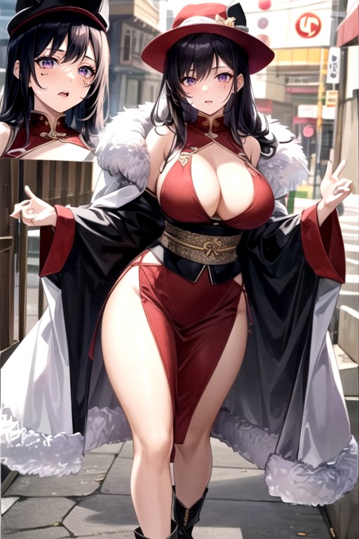 Knee Length Fur Coat, Mouth Wide Open, Looking At Viewer AI Porn