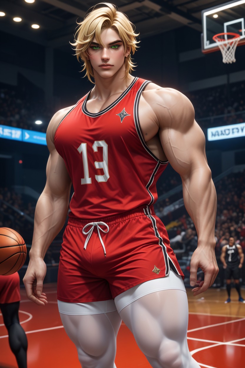 25+, Red Gym Shorts, Open Clothes AI Gay Porn