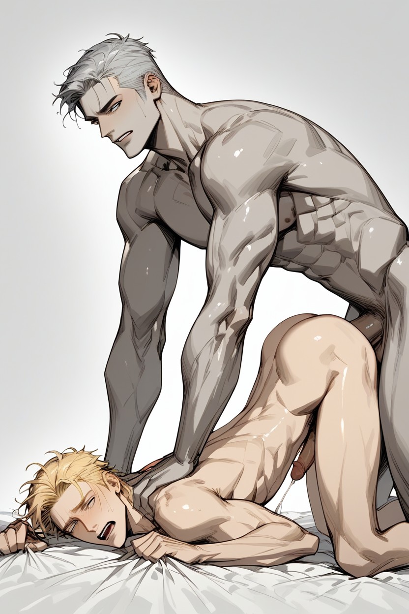 Blonde Fucked By Grey Hair Man, Face Down Ass Up, On All Fours AI Gay Porn