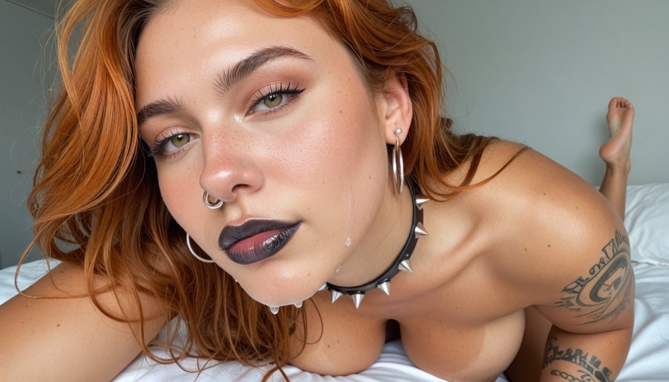 Front View, Heavily Tattooed, Ginger Hair Shemale AI Porn