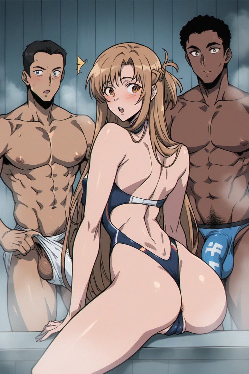 25+, Surprised Face, Kirito In Background Standing Hentai AI Porn