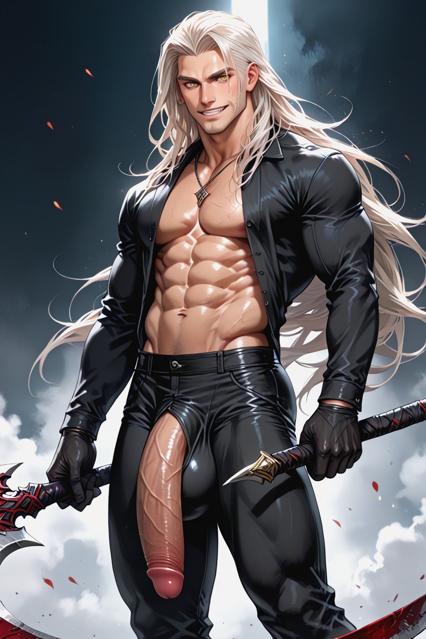 Black Pants, Standing, Muscular AI Gay Porn