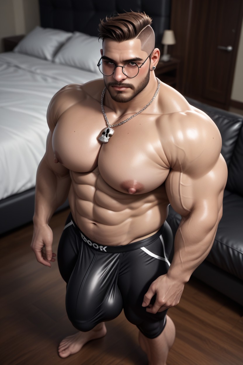 Pale Skin, Massive Long Bulge, Pecs Out AI Gay Porn