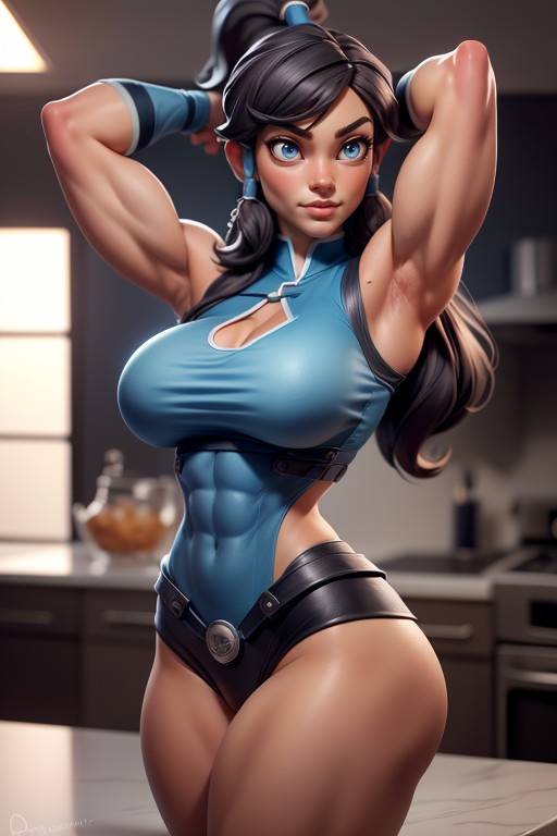 Cool Muscular Huge Korra, Huge Muscular Arms, Hairy Groin Hentai AI Porn