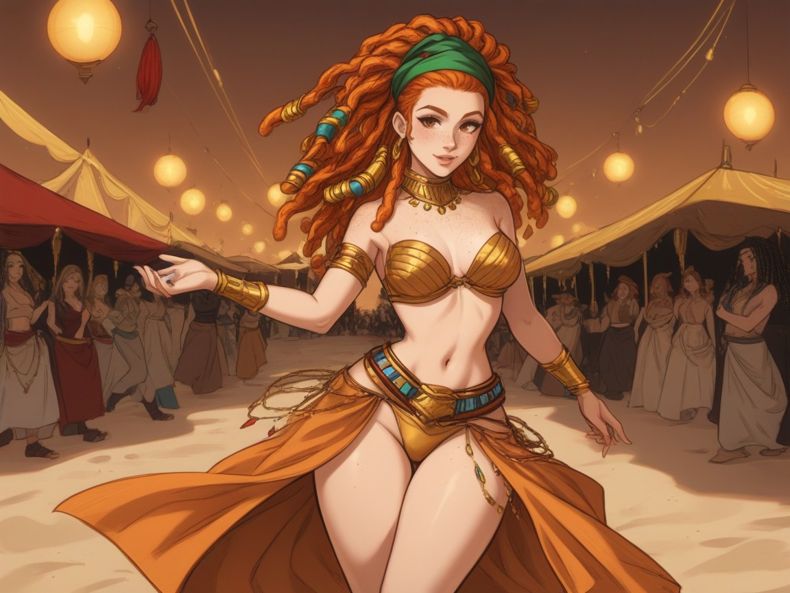 Rounded Breast Width, Cinematic, Gold Silk Robes Hentai AI Porn