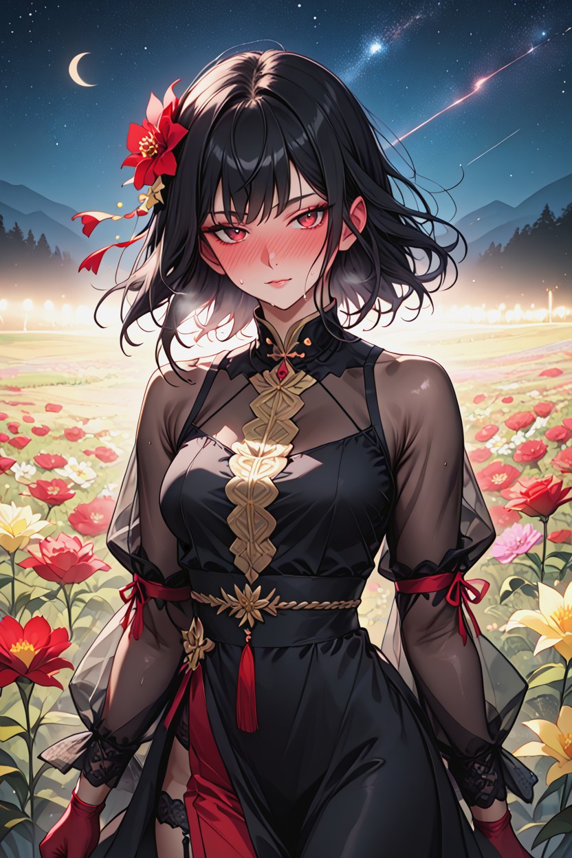 Flower Field, Sexual Pleasure, Wind In Hair Hentai AI Porn