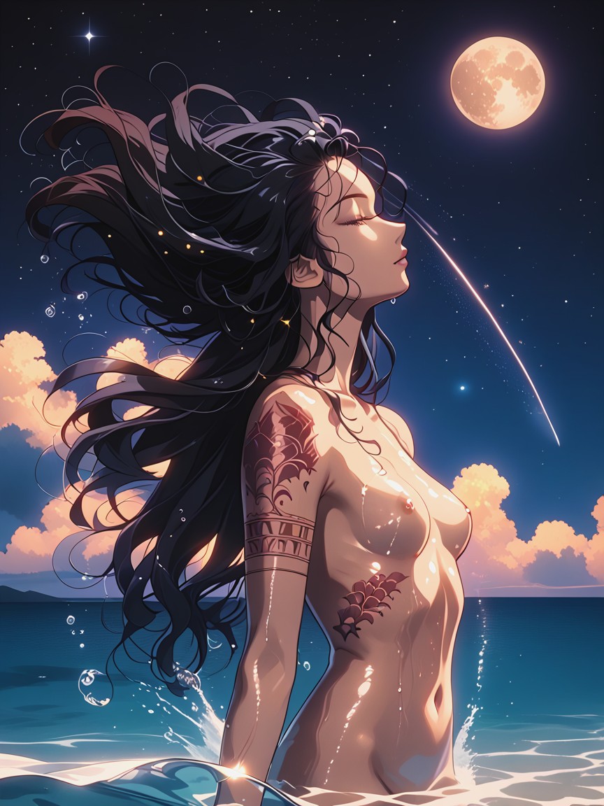 Very Long Hair, Thrown Hair, Spray Arc Hentai AI Porn
