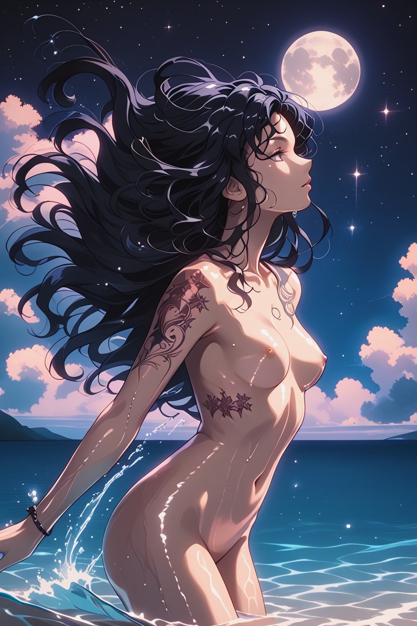 Spray, Shiny Oiled Skin, Stretched Hair Hentai AI Porn
