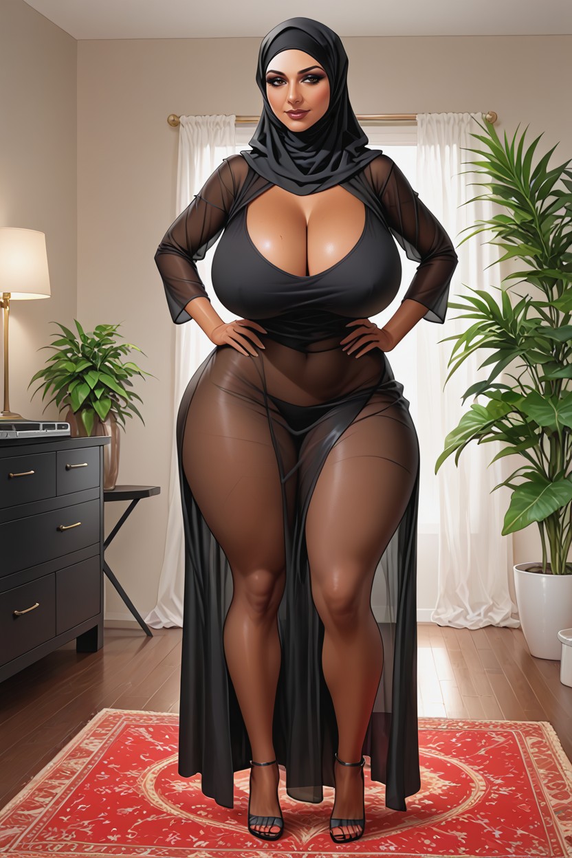 Bending Over, Big Gigantic Boobs, Oversized T-shirt Hentai AI Porn