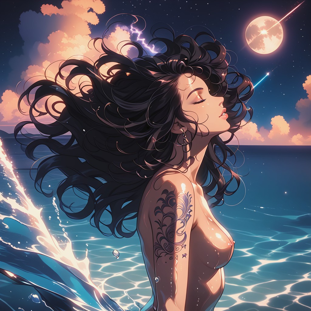Wet Hair Flip, Twirling Hair, Happy Hentai AI Porn
