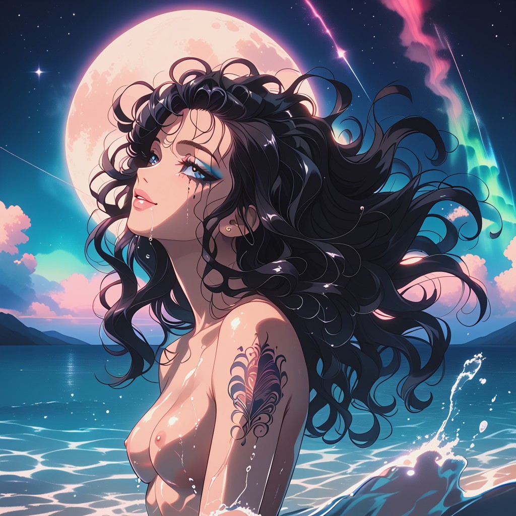 Hair Swinging Back, Sea Spray, Swinging Hair Back Hentai AI Porn
