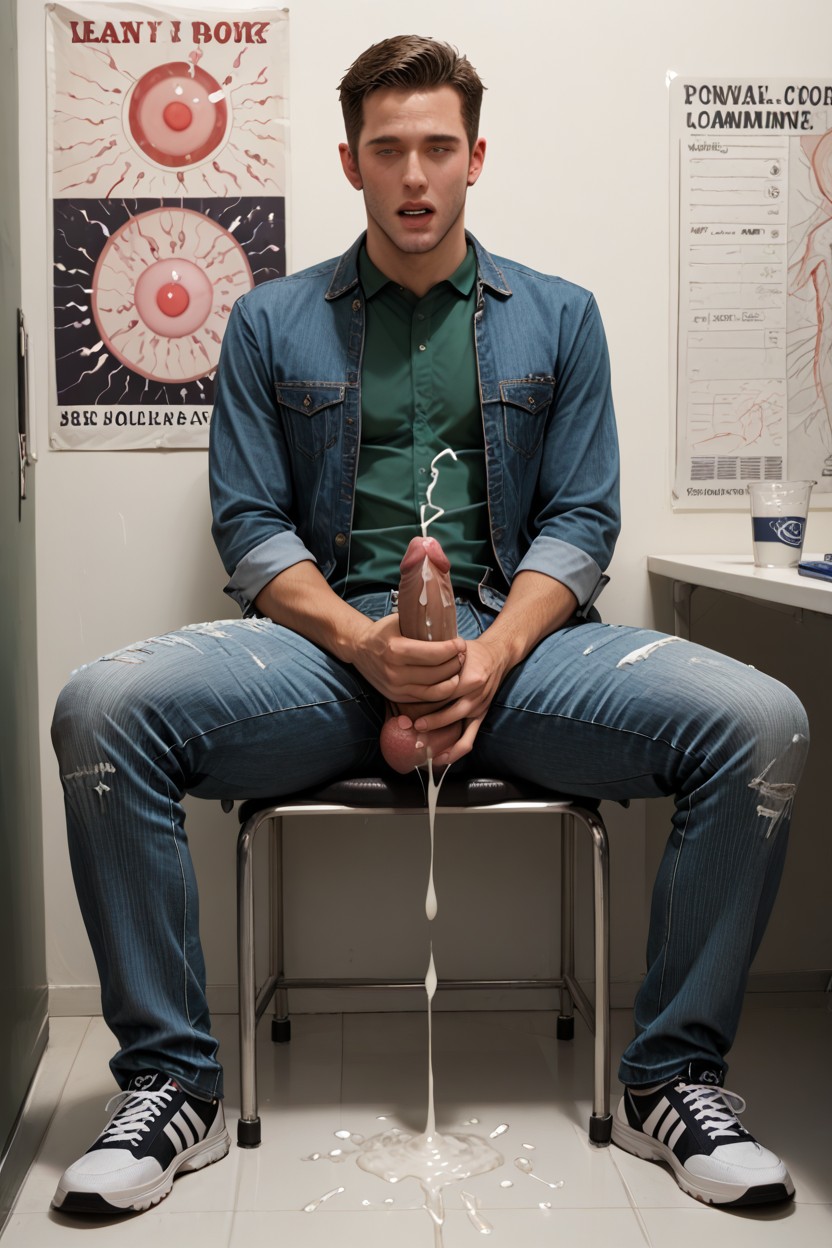Penis Out, Spraying Sperm, Masturbating AI Gay Porn