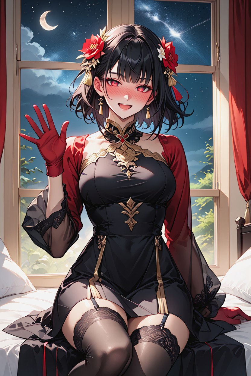 Full-face Blush, Starry Night, Japanese Hentai AI Porn