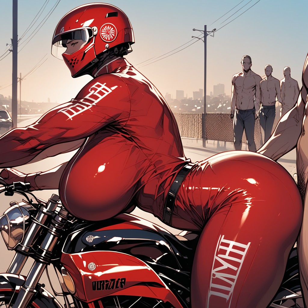 Red Racing Helmet, Extremely Large Ass, Pronebone Hentai AI Porn