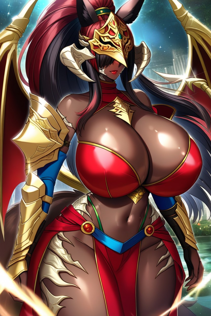 "jeanne Darc From Fate Series, Holding Huge Massive Sword, Black Hair With Red Highlights Furry AI Porn