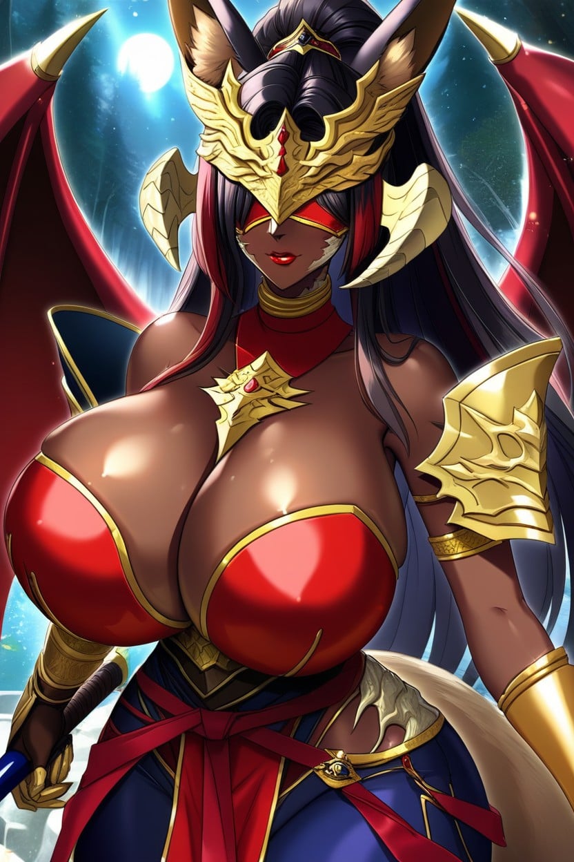 Large Ass, Hair Covering Both Eyes, Black Hair With Red Highlights Furry AI Porn