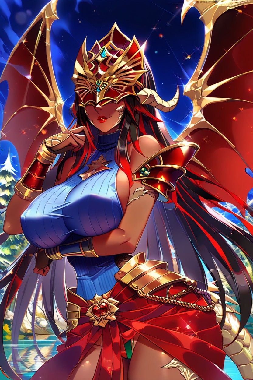 Red Lipstick, Gold Armor Gauntlets, Wide Hips Furry AI Porn