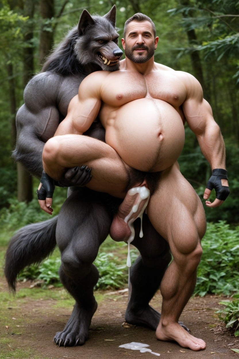 Cock Shaped Belly Bulge, Werewolf Fucking Transman With Beard, Werewolf Fits Entire Cock In Transman Vagina AI Gay Porn