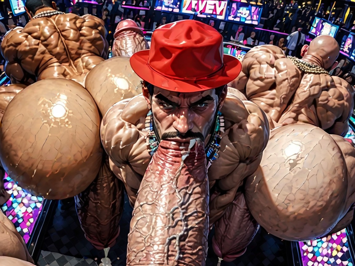 Thick Moustache With Beard, Front View, Squatting AI Gay Porn