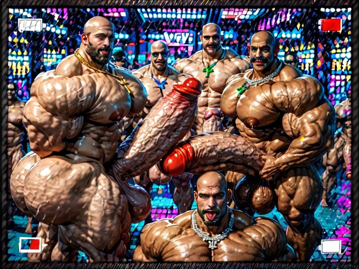 Big Pecs, Huge Extreme Oversized Ass, Gay Gangbang AI Gay Porn