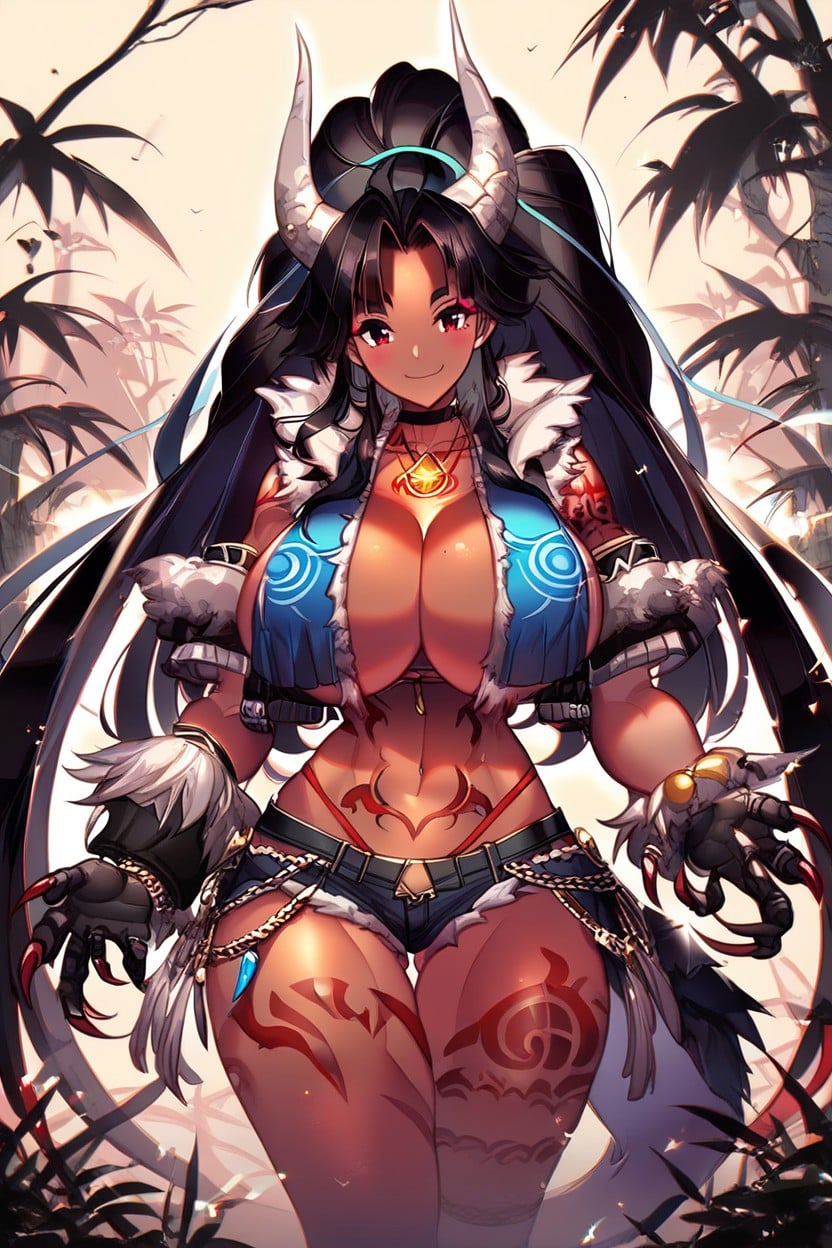 Huge Black Claw Feet, Glowing Tribal Tattoos On Thighs, Alternate (species) Hentai AI Porn