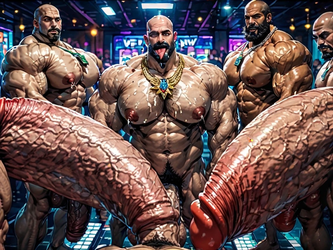 Huge Hyper Nipples, Extremely Large Ass, Erect Penis AI Gay Porn