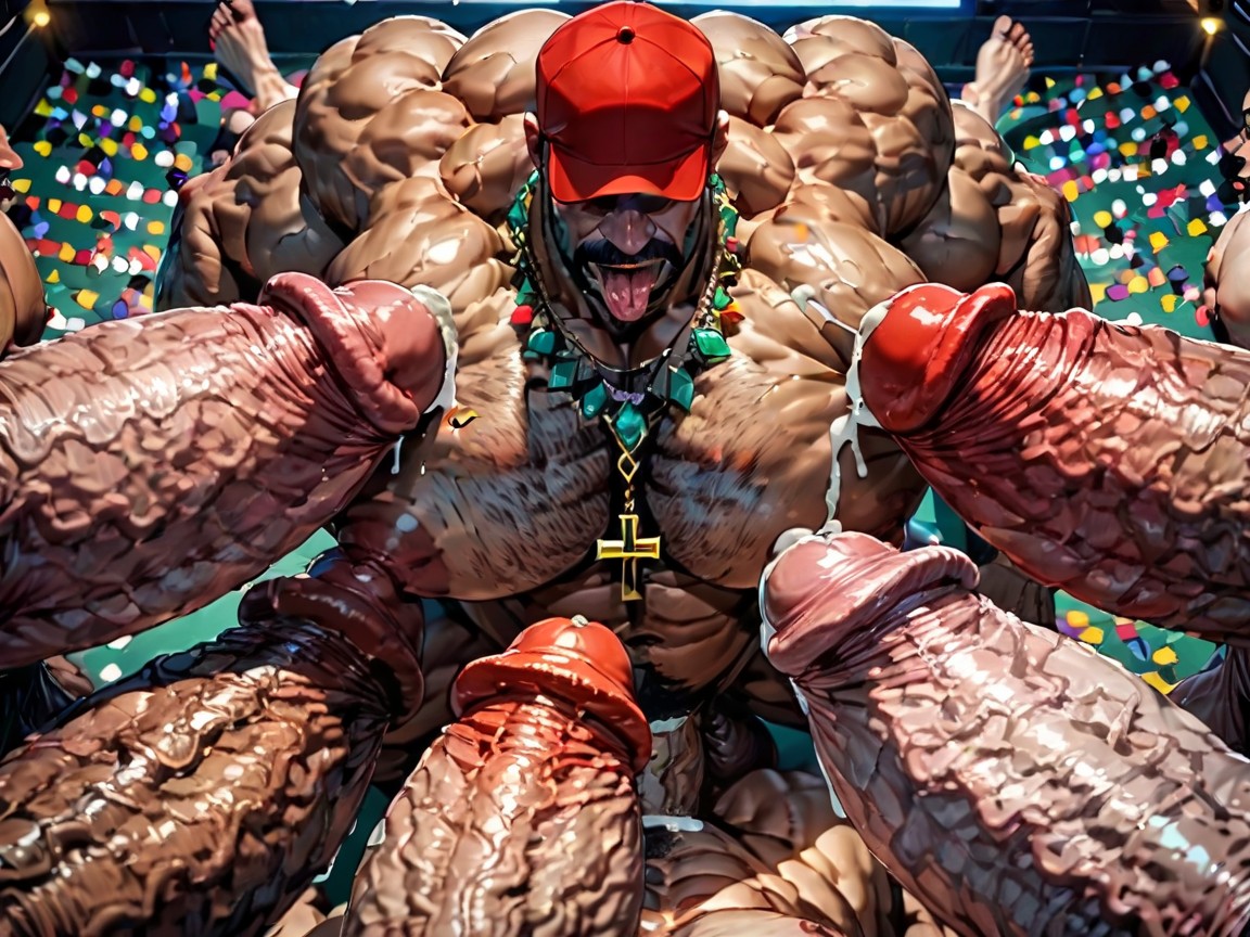 Oversized Muscles, Huge Extreme Oversized Ass, Necklace AI Gay Porn