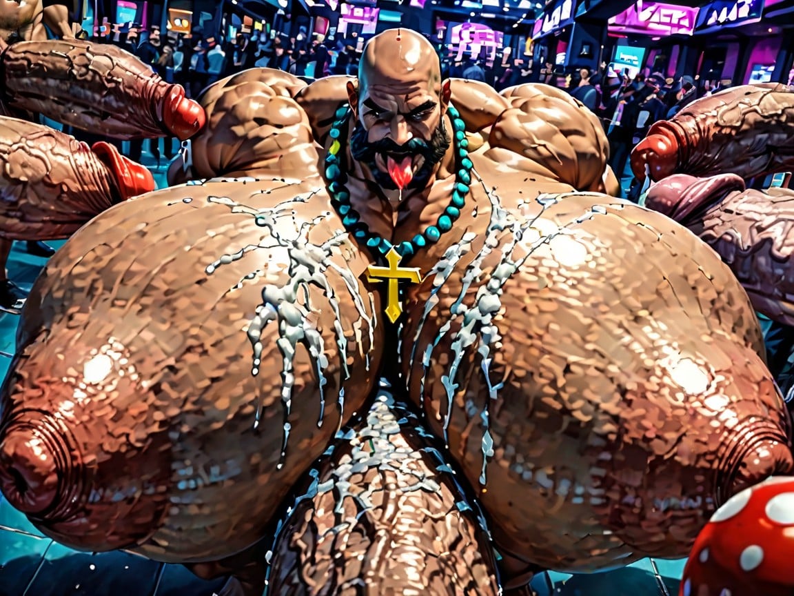 Front View, Oversized Muscles, Cum Covered Ass AI Gay Porn