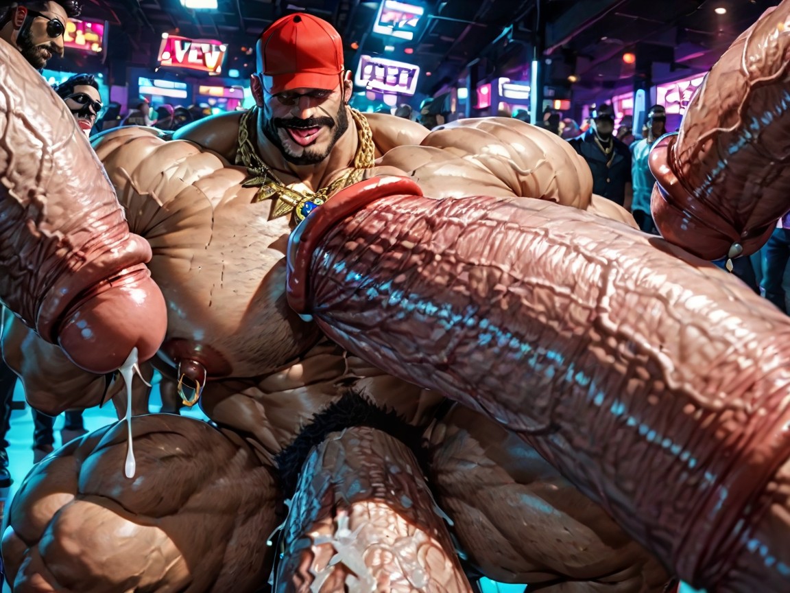Ahegao, Oversized Hyper Boobs, Hyper Bulky Tanned Skin AI Gay Porn