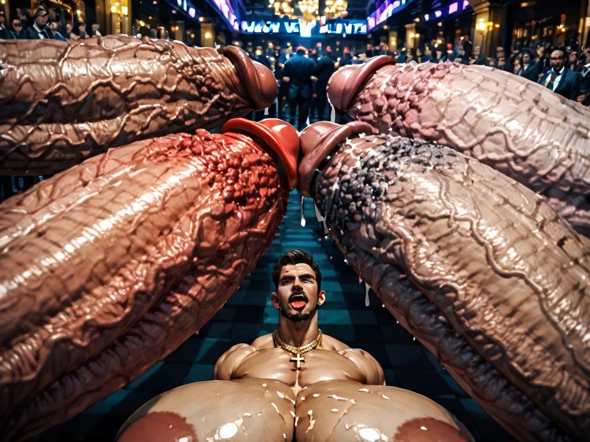 Oral Double Penetration, Massive Thick Bulky Hairy Muscles, Necklace AI Gay Porn