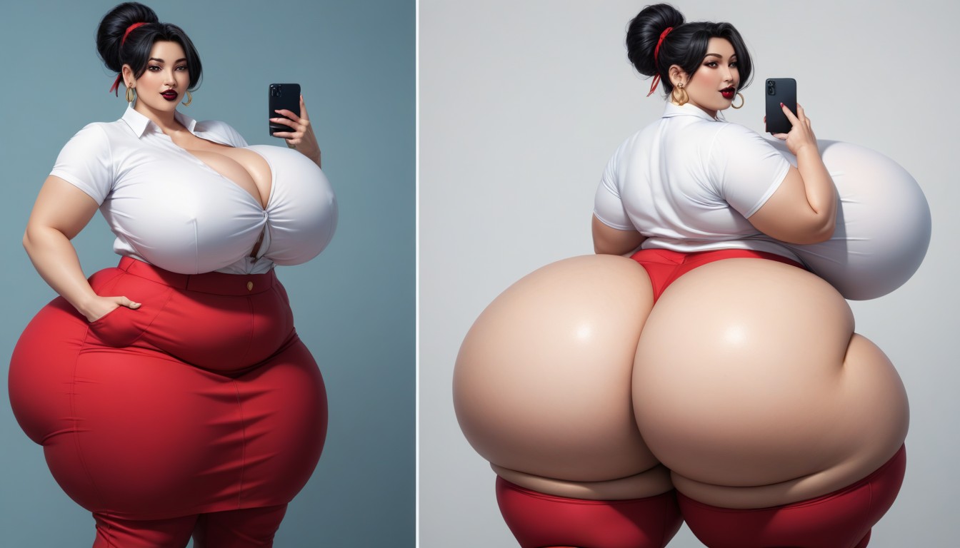 Most Hyper Ultra Mega Busty Woman Ever To Be Seen, The Most Mega Ultra Hyper Enlarging Ultra Fat Breasts Expansion, Multiple Views BBW AI Porn