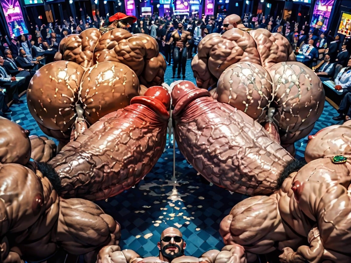 Oiled Skin, Extremely Large Ass, Focus Under Boob AI Gay Porn
