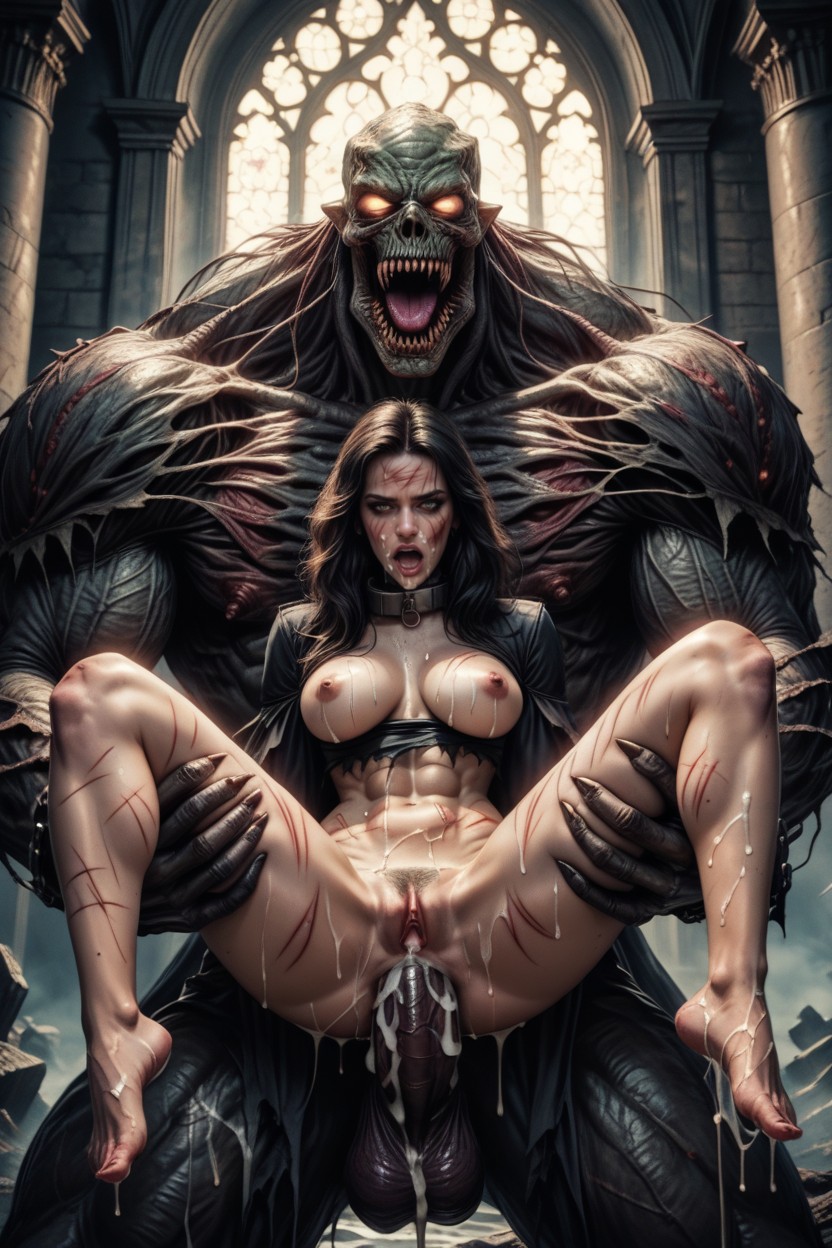 Massive Monster, Massively Huge Monster Cockimpossible Fit, Torn Outfit Hentai AI Porn