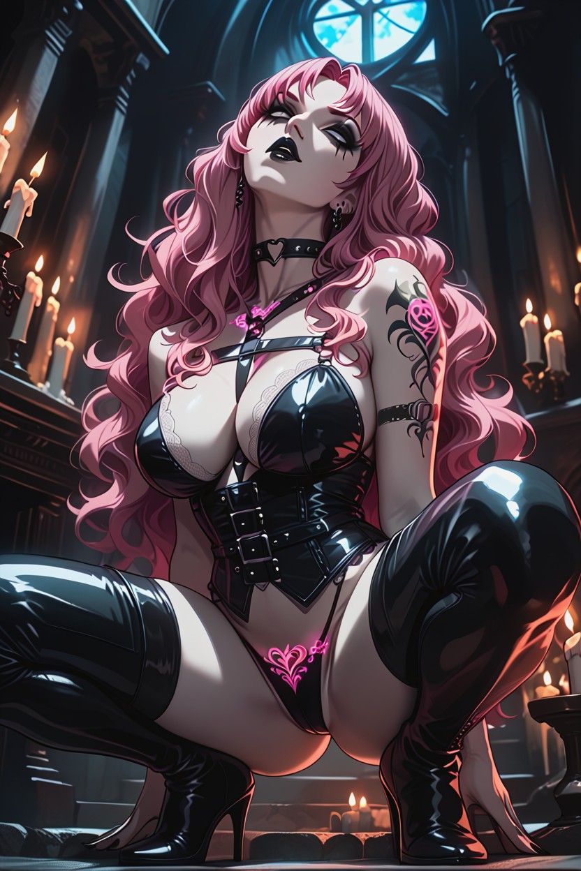 Side View, Dramatic Cinematic Lighting, Pink Hair Hentai AI Porn