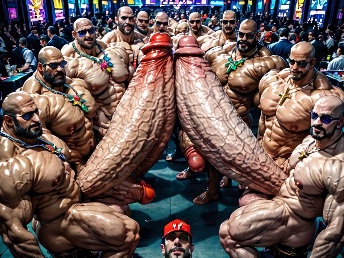 Hands Spreading Ass Very Far Apart, Erect Penis, Double Penetration AI Gay Porn