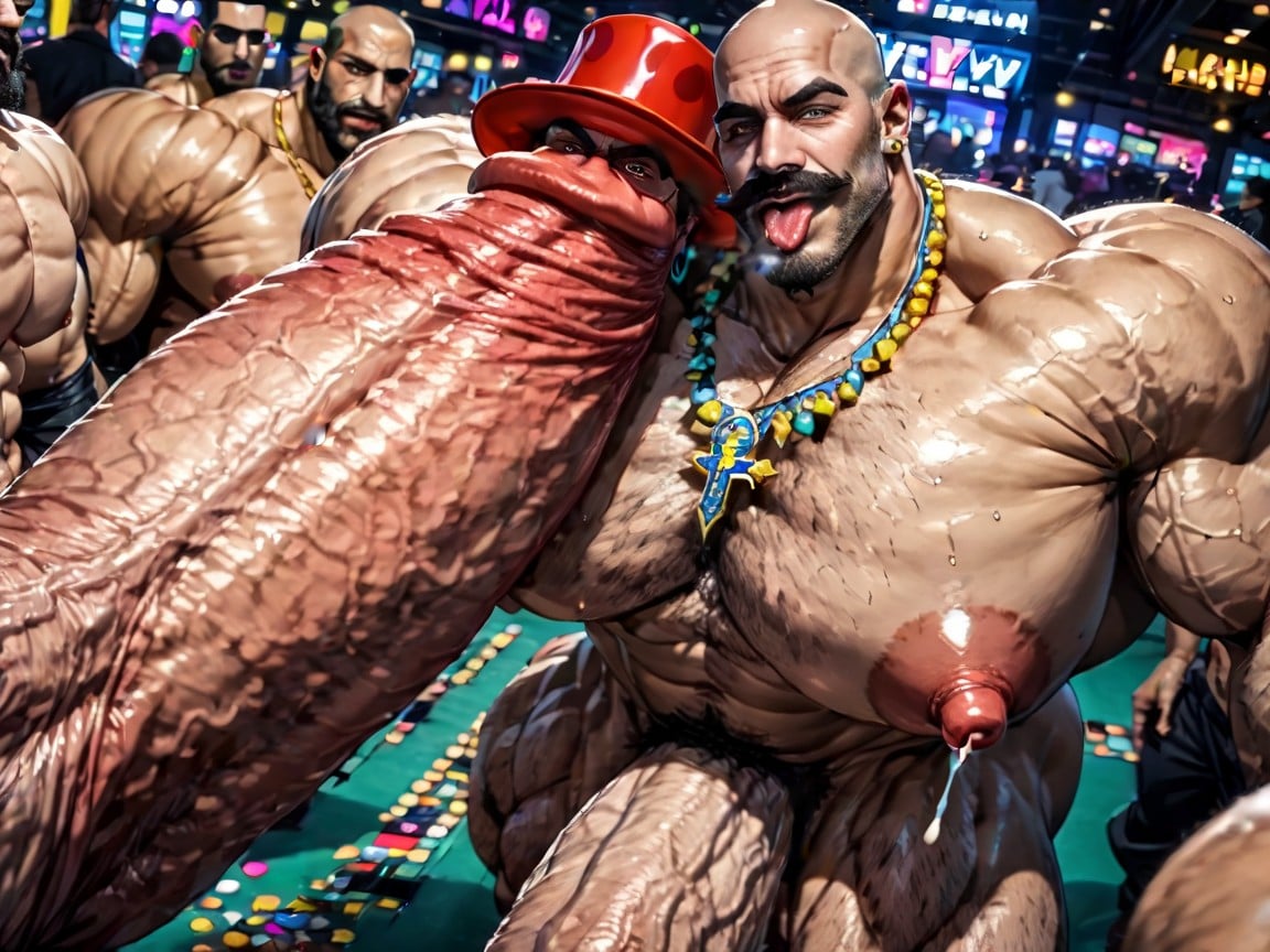 Hyper Bulky, Tongue Out, Naked AI Gay Porn