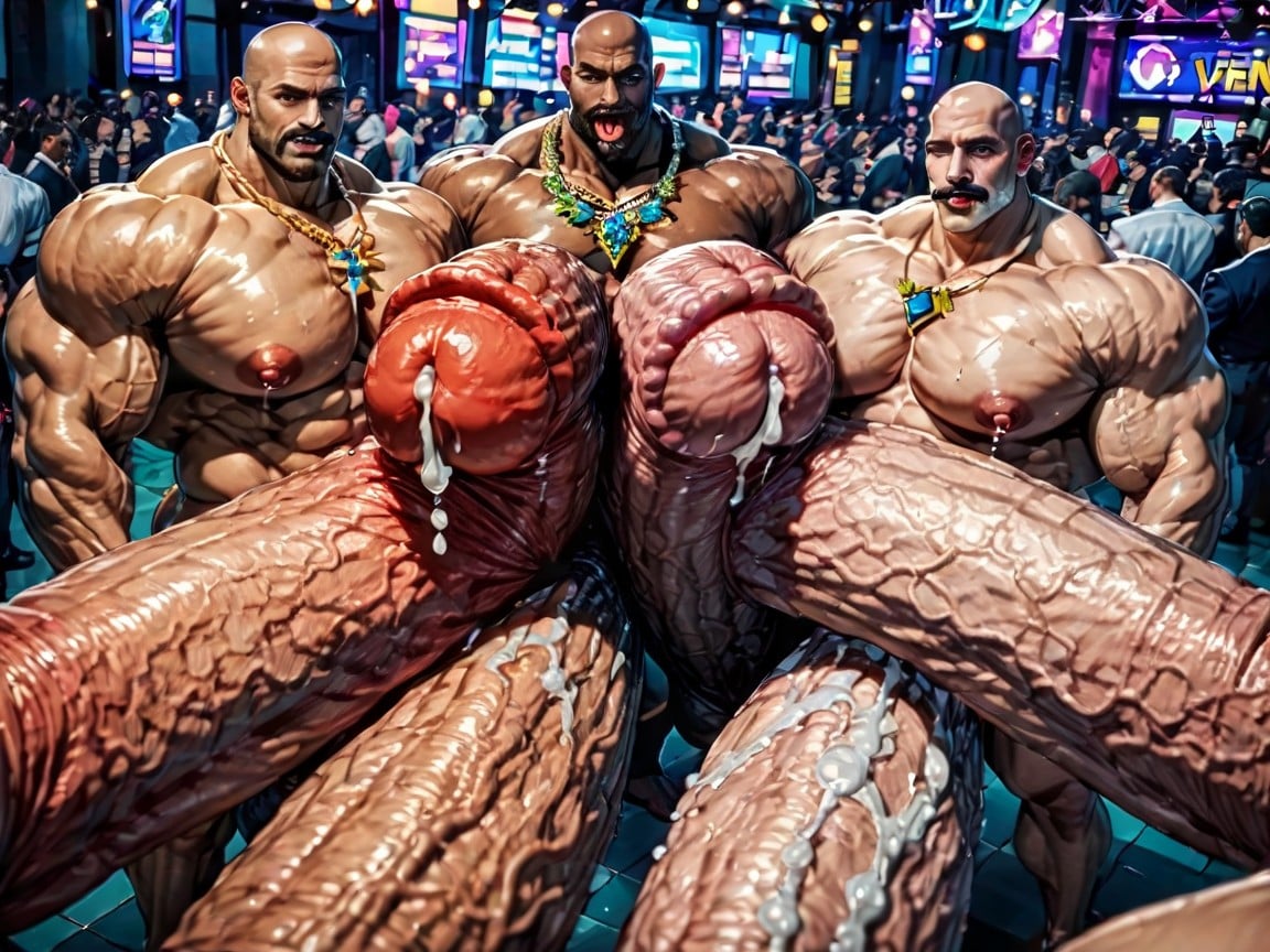 Thick Thighs, Massive Thick Bulky Hairy Muscles, Tongue Out AI Gay Porn