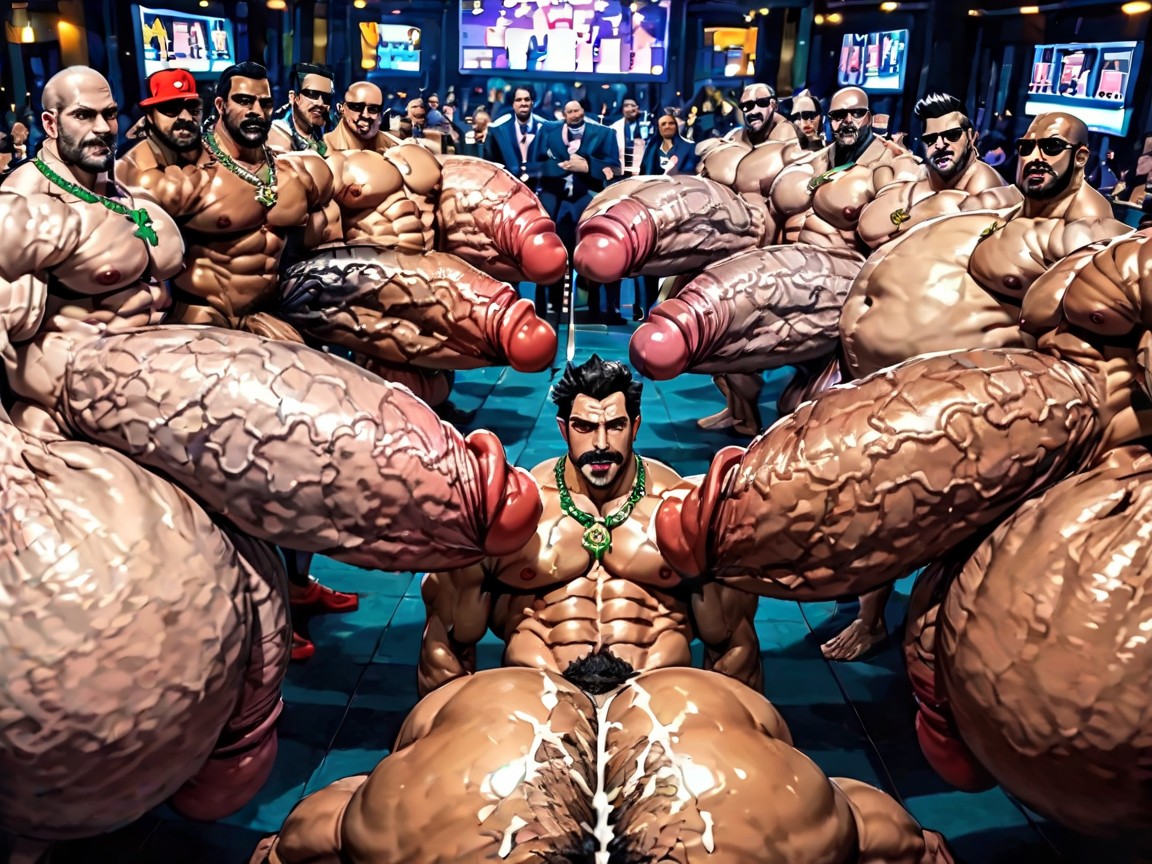 Oiled Skin, Huge Extreme Oversized Ass, Huge Hyper Nipples AI Gay Porn