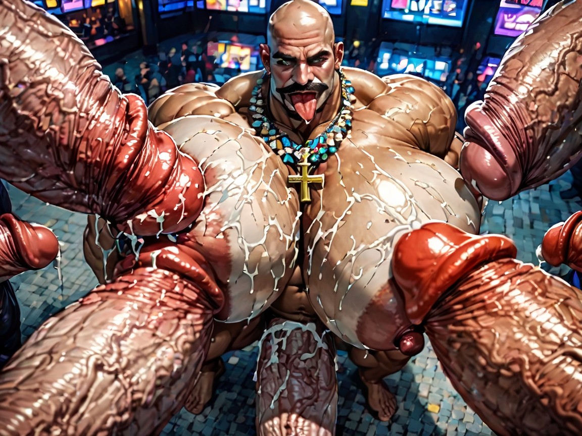 Top Down, Huge Hyper Areola, Hyper Bulky AI Gay Porn