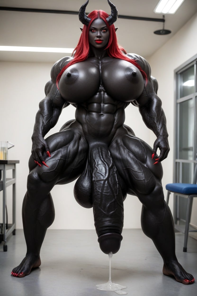Vagina, Big Claws, Futanari Penis Dripping Pre Cum Shemale AI Porn