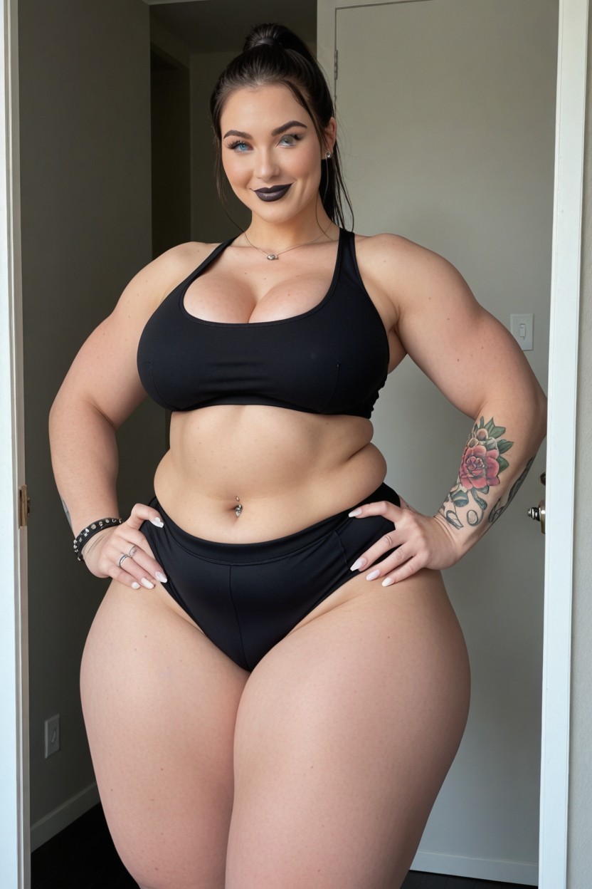 Rear View, Pale Skin, Extremely Large Thighs AI Porn